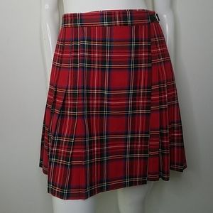 Vintage School girl red pleated plaid short skirt